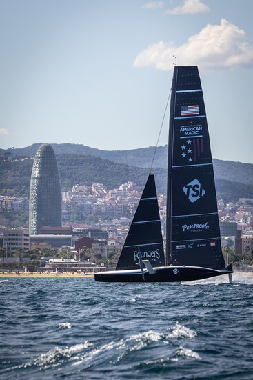 American Magic training in their AC75, Patriot, ahead of the 37th America's Cup in Barcelona, Spain.