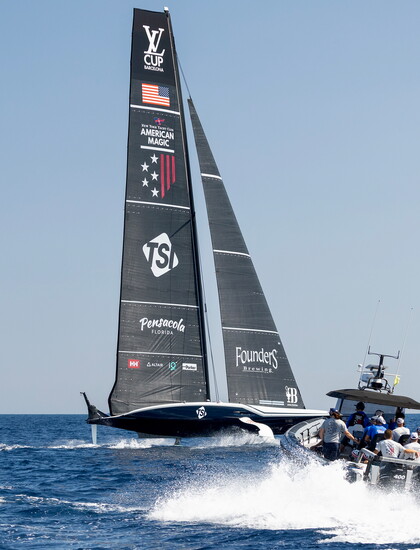 American Magic training in their AC75, Patriot, ahead of the 37th America's Cup in Barcelona, Spain.