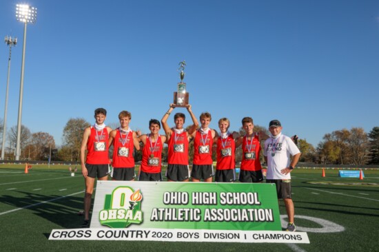 2020 State Champs: Zach Plotkin, Nathan Burns, Sergio Negroe, Cole Cronk, Zach Beneteau, Easton Crowther, Kaleb Martin and Coach Sean Hart - Photo by OHSAA