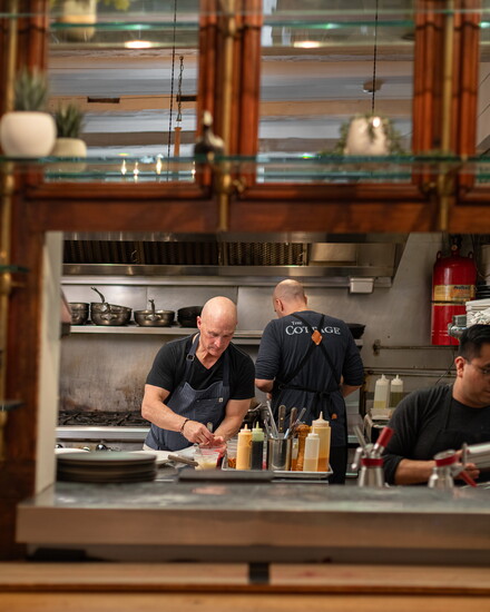 Chef Brian Lewis in the kitchen.
