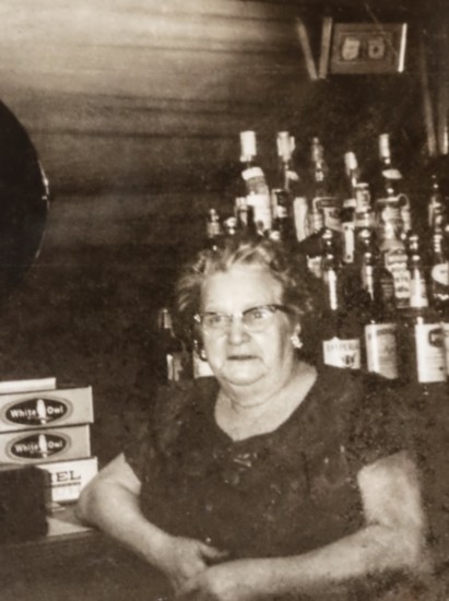 Founder and great grandmother Maude Connolly at the bar.