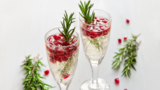 Pomegranate champagne cocktail 
