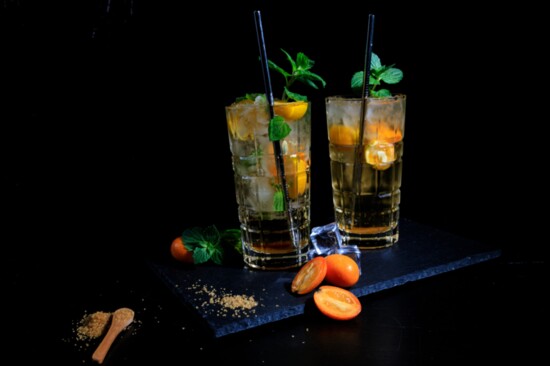 Kumquat champagne cocktail