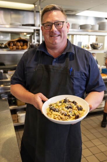 Chef TK Peterson presents his Penne Pasta with Local Squash and Sausage