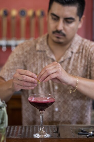 Bartender Andrew Amaro creates a Tiger Beet Cocktail