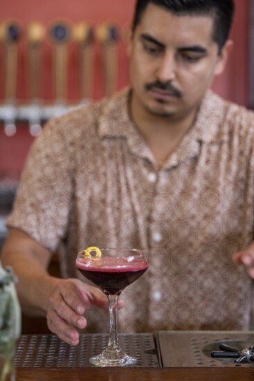 Bartender Andrew Amaro creates a Tiger Beet Cocktail