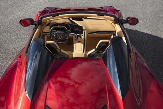 A glimpse of the interior of the 2023 Chevy Corvette