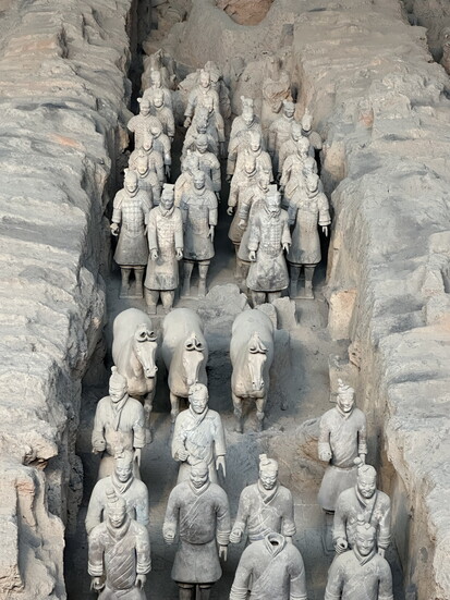 The terracotta warriors, discovered in 1974 and dating back to the late 200s BCE, depict the armies of the first emperor of China, Qin Shi Huong, and are a main
