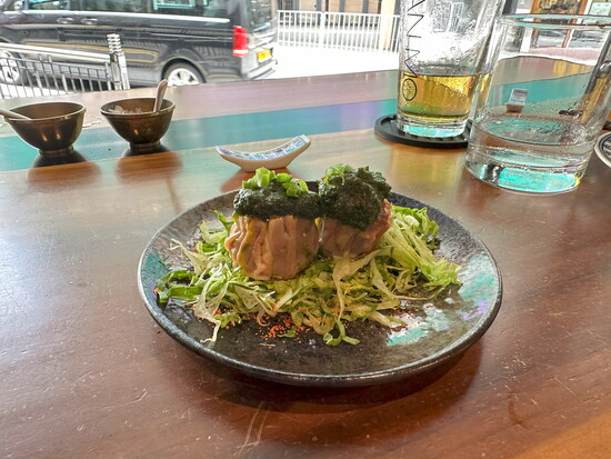 A shared plate for lunch in SoHo, Hong Kong. 