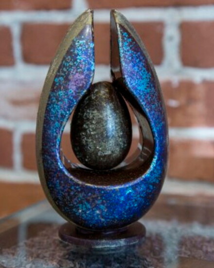 Modern egg sculpture made of chocolate