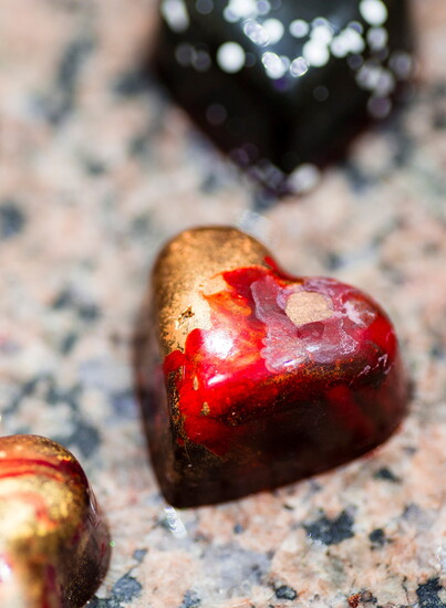 Filled chocolate heart bon bons for Valentine's Day