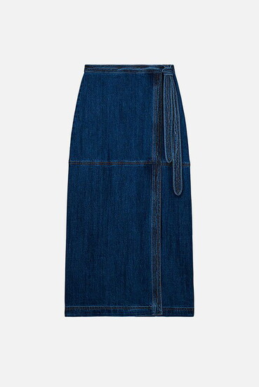 2.“A closet staple! A denim skirt and the wrap make this one incredibly flattering. A must-have this fall. Emma denim wrap skirt, $215.