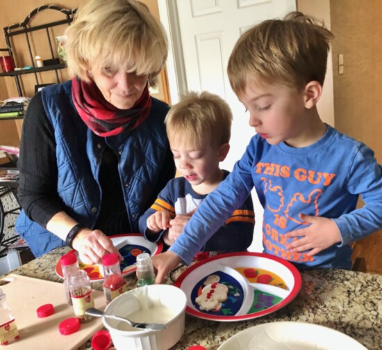 Great Aunt Cassidy with grand nephews Colin and Reilly.