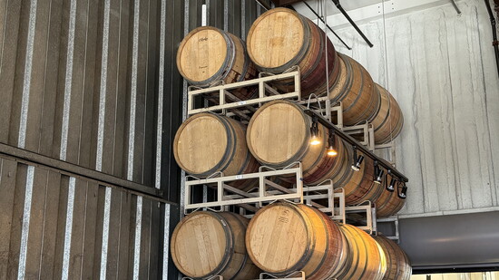 Suspended cellar barrels