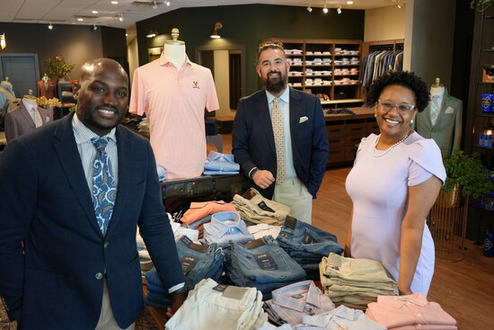 Kevin Parks, Joshua Vance, and Courtney Bryant at S.H. Franklin Menswear. Photo Credit: James Lisowski