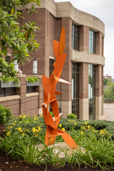 Sculpture from Dogwood Arts Arts in Public Places program in the Doug & Sally Gross Memorial Garden