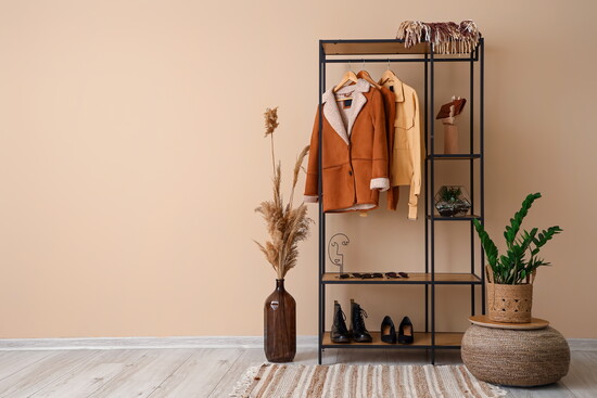 Organized area for coats and shoes.