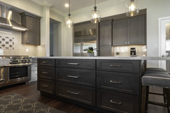 This kitchen island features an all-drawer design.