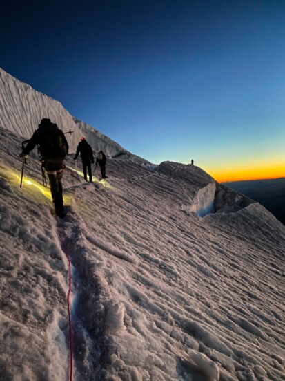 Sunrise on Rainier summit push