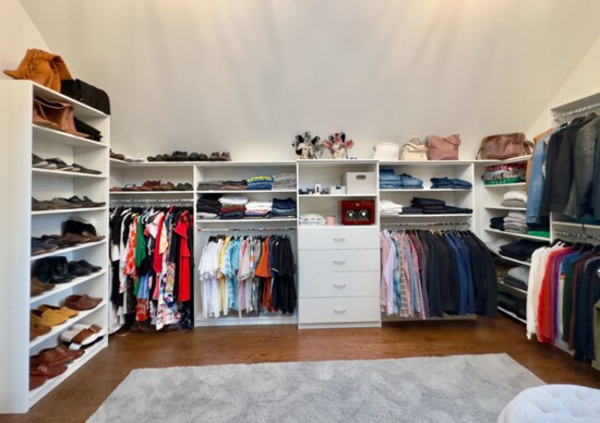 In her Kildeer home Olha Marchak's huge walk-in closet maximizes the available storage space over four full walls.
