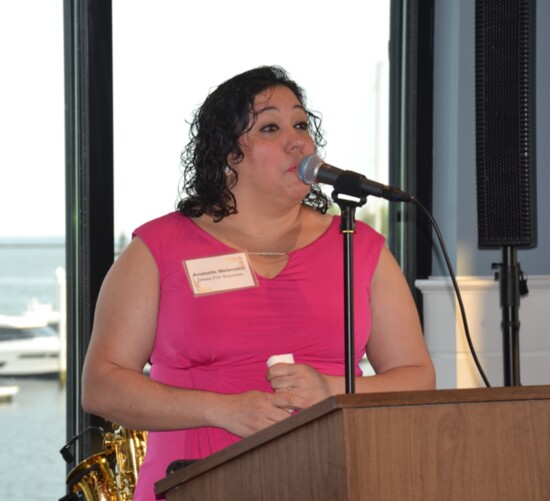 Client Anabelle Melendez of Bridgeport was a featured speaker at Dress for Success' annual Purse-suit of Success fundraiser.
