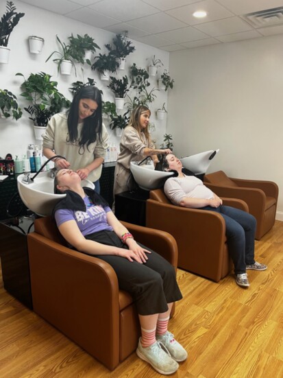 Club Connect members getting their hair done at Ivy Hair and Makeup Boutique in Denville. 