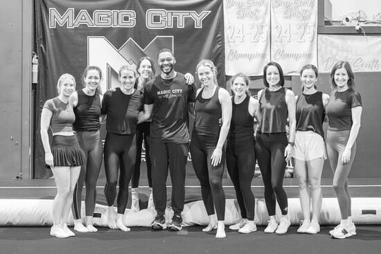 Coach Tression "Tre" Nash with his weekly adult tumbling class