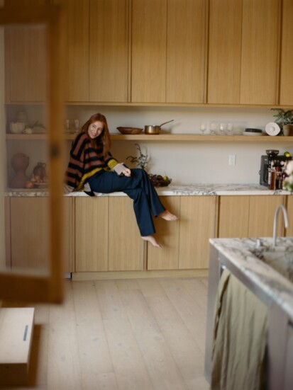 Camilla Marcus in her Mandeville Canyon home.