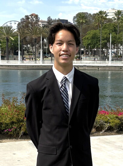 Elijah Wong at Shoreline Aquatic Park, embodying the pride and ambition that Long Beach instilled in him.