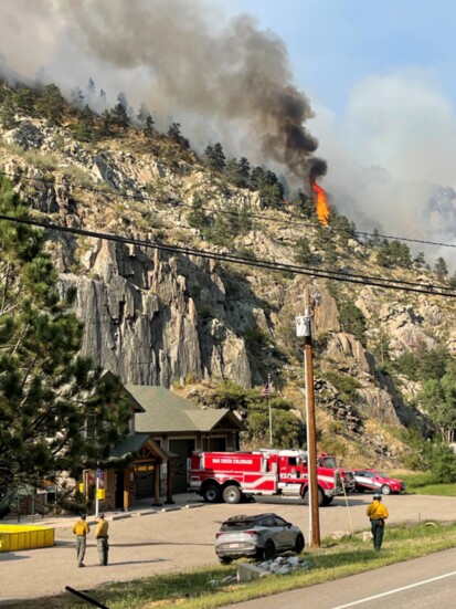 Flames burning off the highway outside of Loveland. 