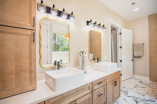 This beautiful bathroom is packed with personality.