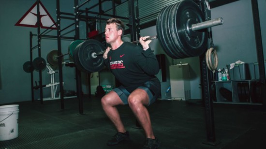 Jake's back squat has climbed to well over 400 lbs working with his trainer and The Factory Performance team. 