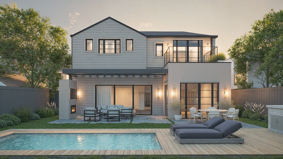 A rendering of their new Palisades home