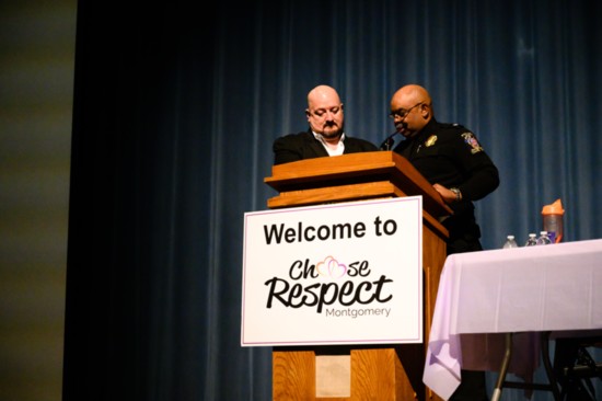 Choose Respect event: Officer Marcus Jones presenting first place video award (Photo Provided)