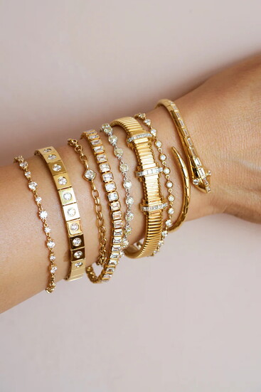 A bracelet stack from Jaimie Geller Jewelry