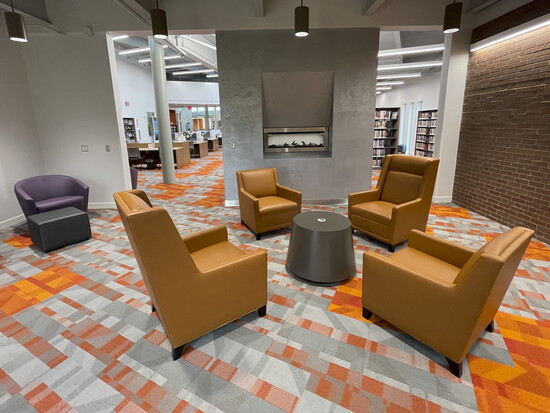 The Quiet Reading Area is a cozy fireside space.