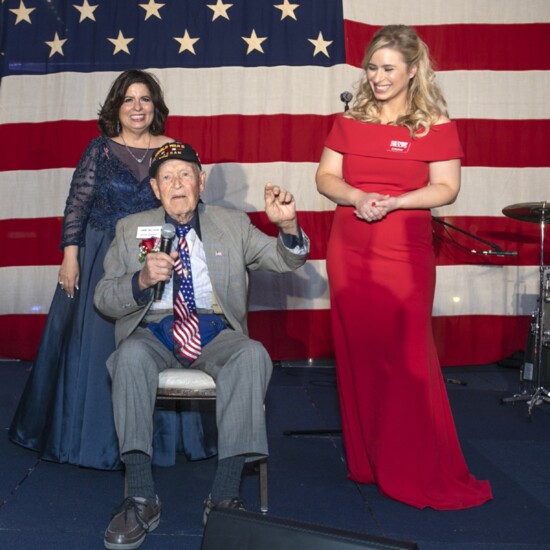 Rosemary Allison with World War II Veteran Jimmy Weldon and Dr. Cristina Markiewicz (co-chair of 2020 Gala)