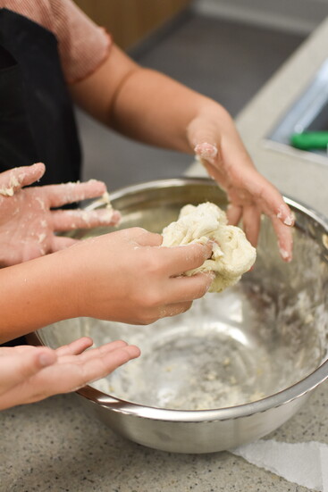 Tortilla making in La Cocina