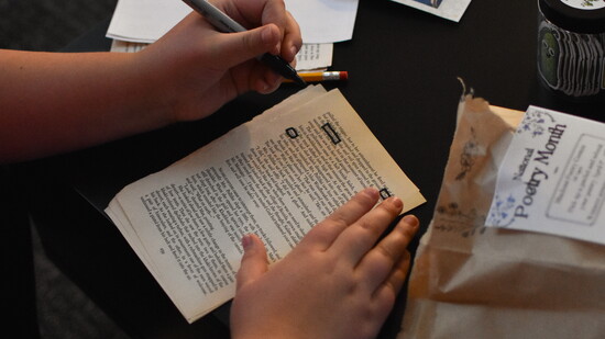 Blackout poetry session at The Retreat