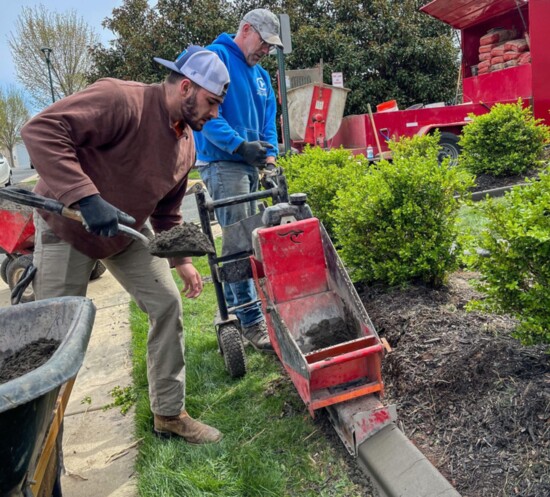 Rob Huffman and his son work with curbing machines. Rob is a Navy veteran and his son was also in the Navy when we was killed last year. 