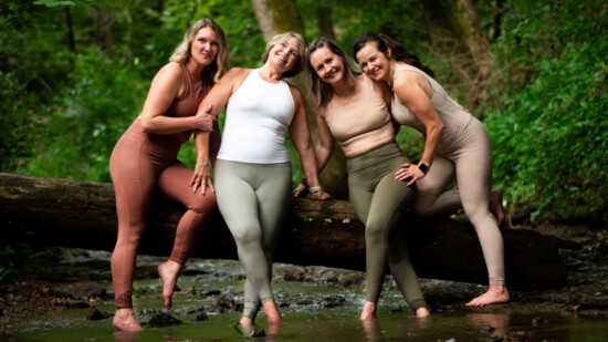 L-R: Miranda Telford, YogaSix Lead Teacher; Rebecca Patrick, YogaSix Founding Member; Mylissa Lemos, YogaSix GM; Molly Ginn, YogaSix Member.