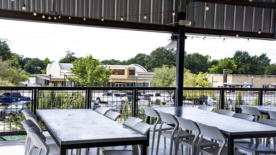Dog-friendly patio welcomes furry friends alongside their owners.