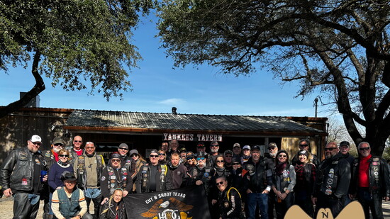 Cut-N-Shoot Texas Chapter members gather during a chapter ride, representing one of Montgomery County’s long-running Harley Owners Group riding communities.