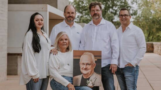 The Bengford Family: Arienna, Troy, Todd, Sandy (holding picture of Frank), Jared