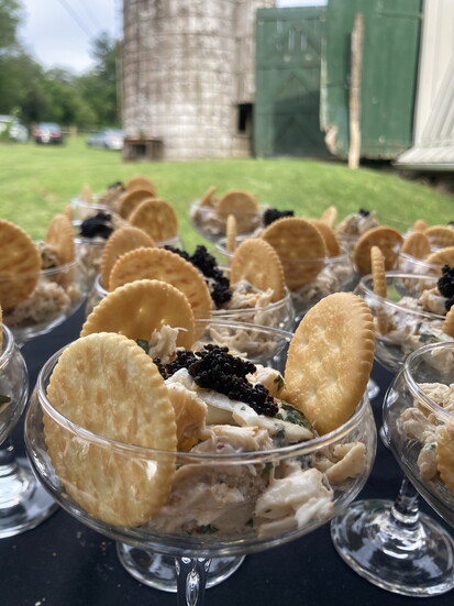Rags to Riches: Humble Ritz crackers w/ Crab Salad topped with caviar prepared by Chef Stacia Epps. Photo courtesy of Stacia Epps.