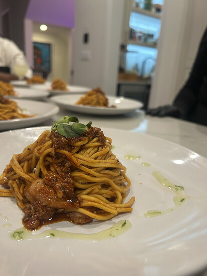 Braised turkey ragu with scratch-made pasta prepared by Chef Stacia Epps. Photo courtesy of Stacia Epps.