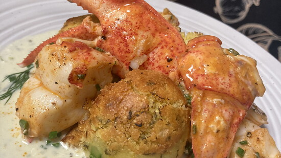 Poached Lobster & Cornbread prepared by Chef Stacia Epps. Photo courtesy of Stacia Epps.