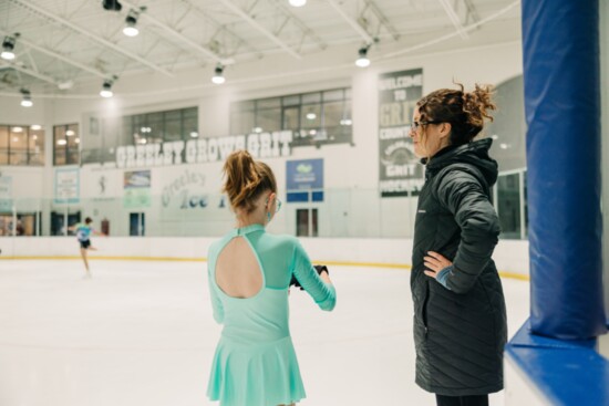 Bryleigh Hice with instructor and Ice Haus supervisor Carla Villavicencio 