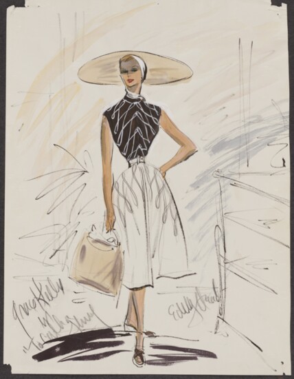 Costume design sketch of Grace Kelly as Frances Stevens in the film 'To Catch a Thief', 1955, Wisconsin Center for Film and Theater Research