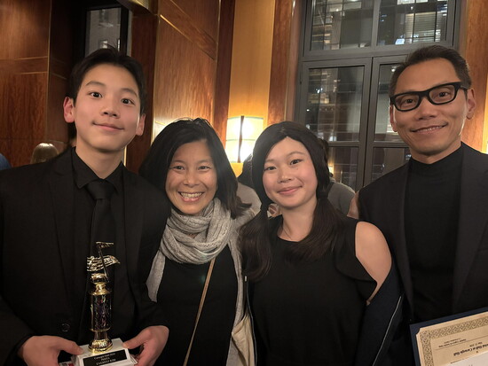 Everest Kim (family left to right): Ellen Kim, MD, sister Ashley, Joe Kim, MD.